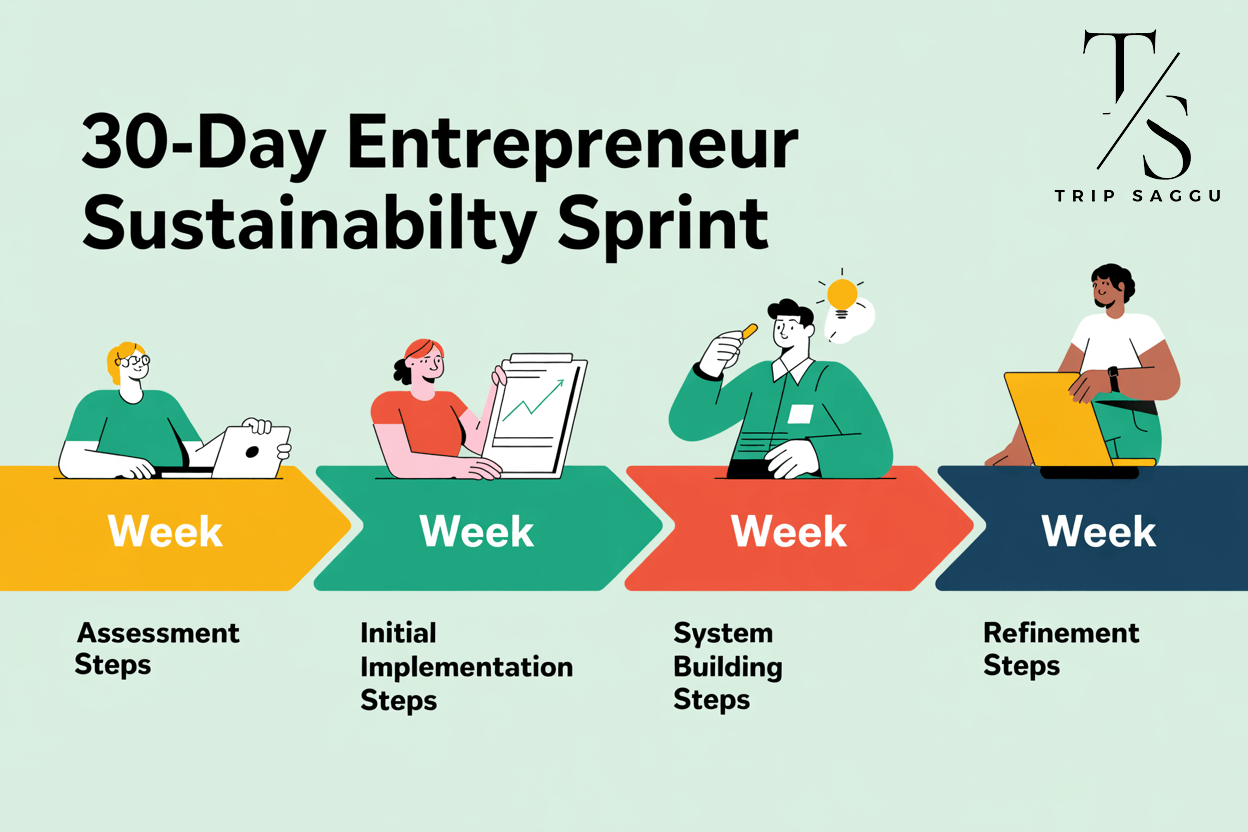 30-Day Entrepreneur Burnout Prevention Sprint Infographic Visual guide showing 30-day plan to prevent entrepreneurial burnout