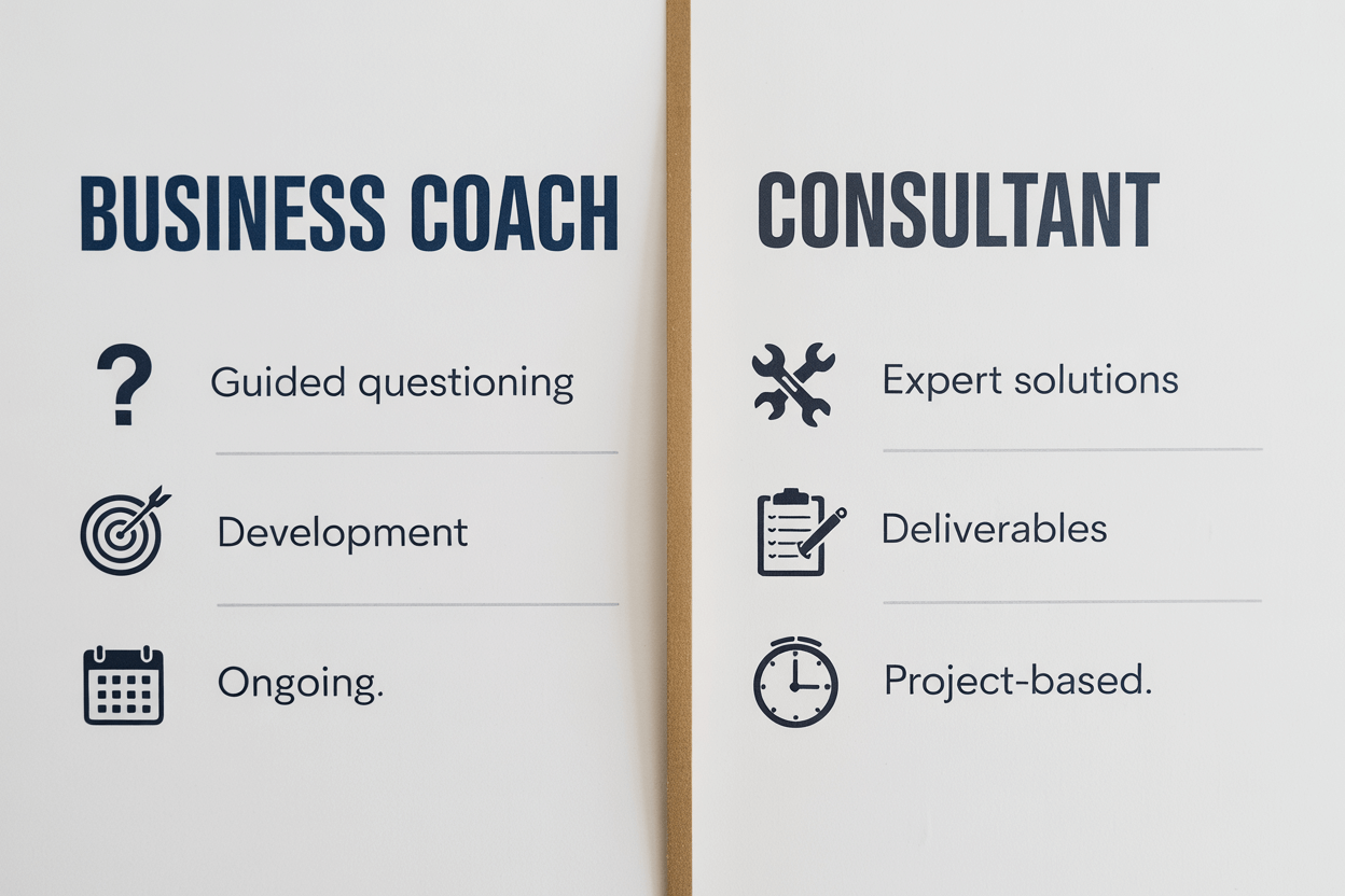 Business Coach vs Consultant Comparison (Pros, Cons & When to Use) business coach vs consultant comparison pros cons when to use