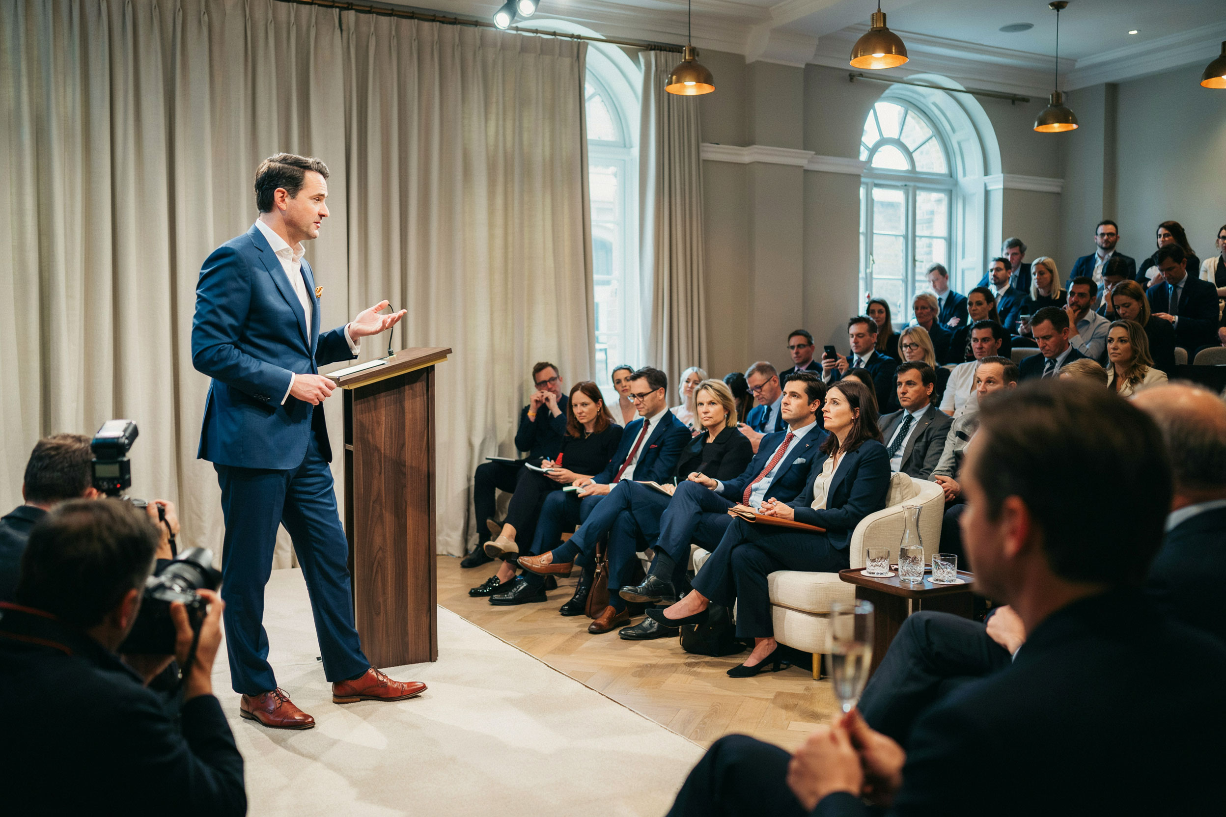 Entrepreneur Establishing Thought Leadership In London entrepreneur establishing thought leadership at a London business event