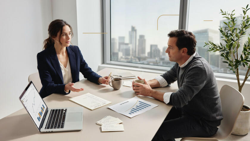 entrepreneur receiving sales coaching to close more deals