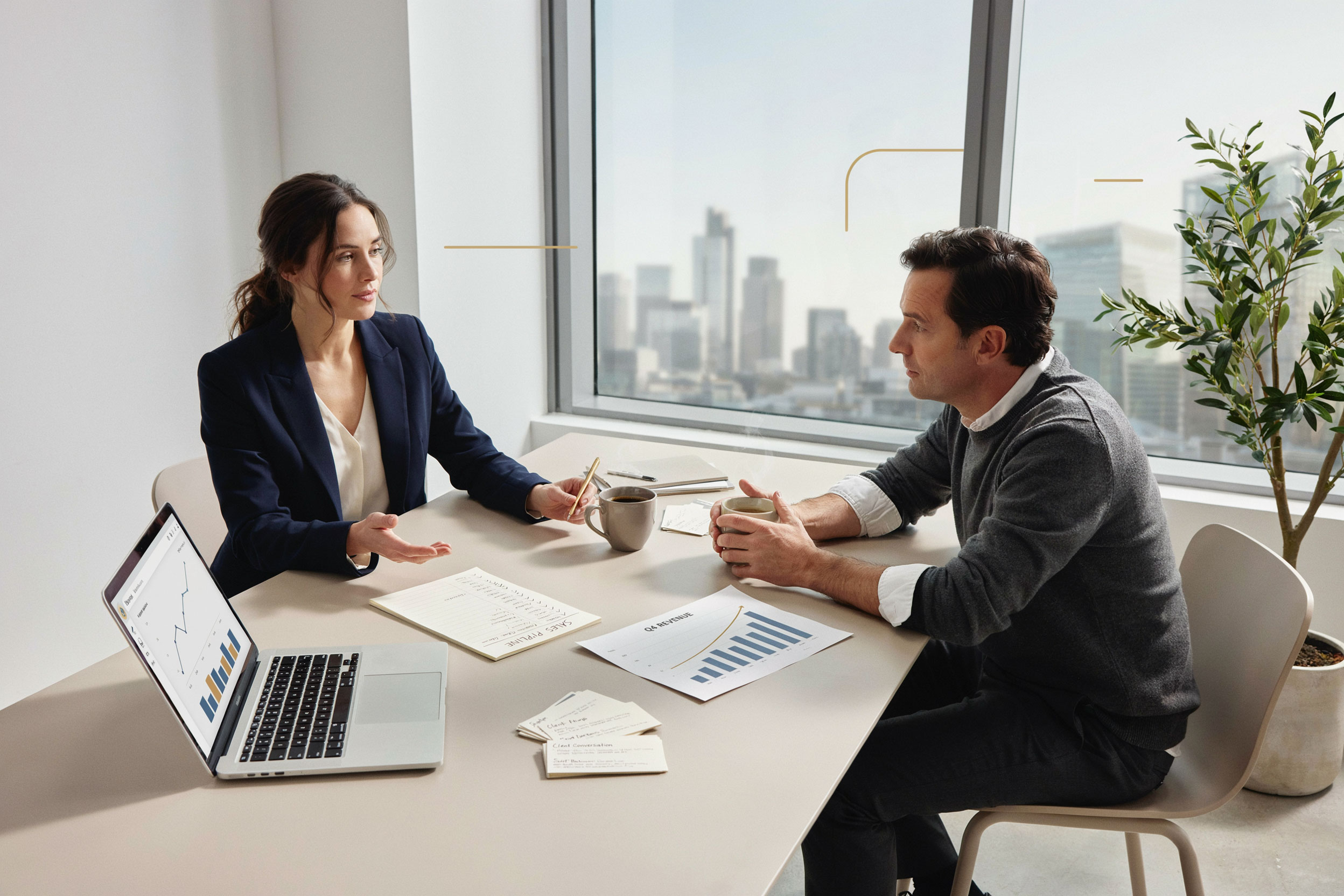 entrepreneur receiving sales coaching to close more deals